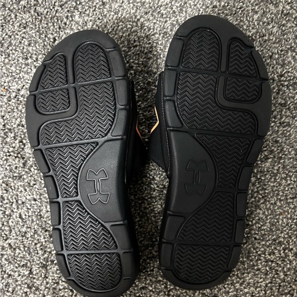 Under Armour Black and Orange Slide Sandals - Picture 2 of 4